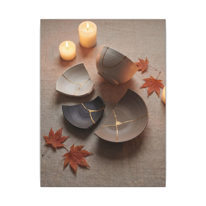 Candlelight Broken Pottery Canvas Art - Japandi Ma