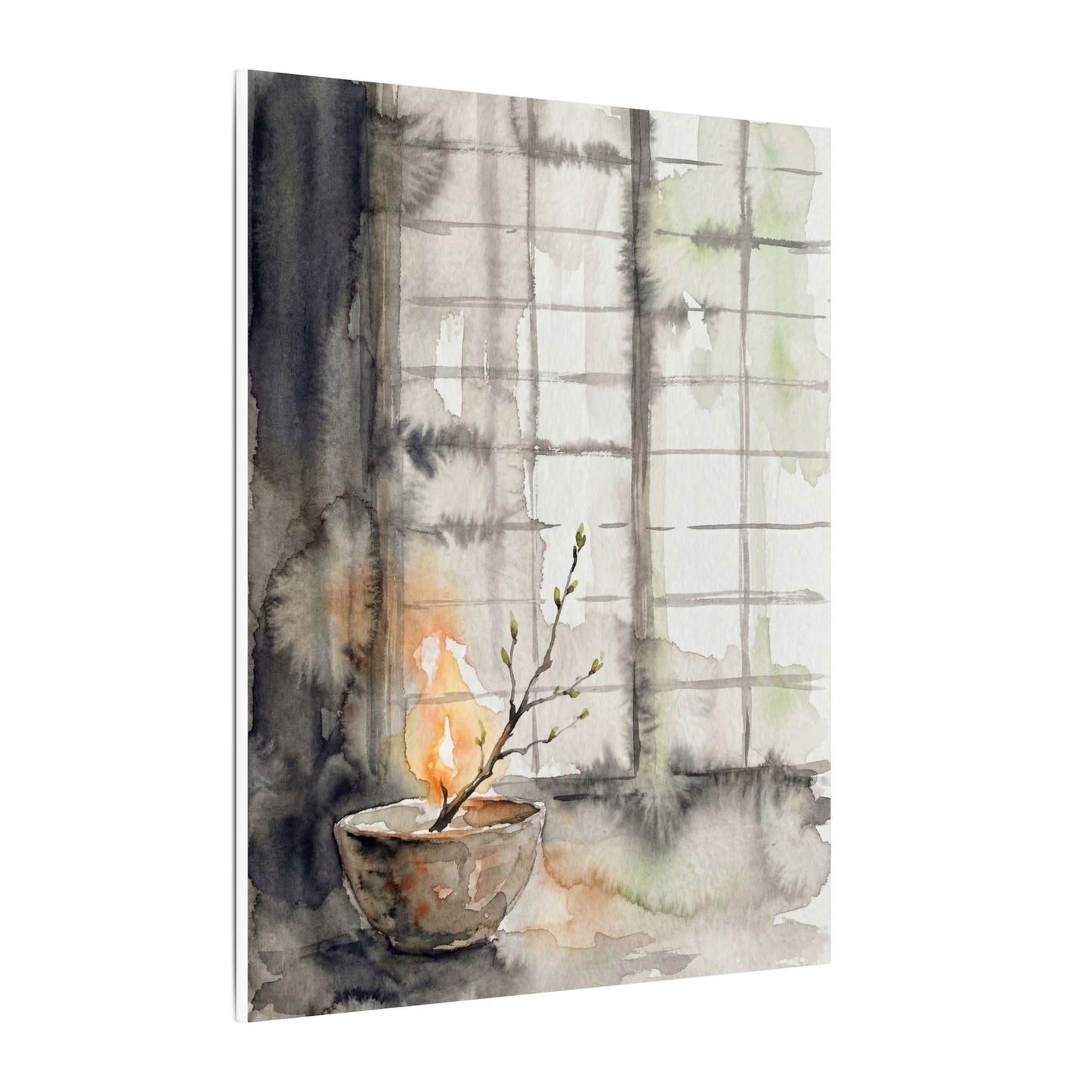 Shoji Screen Canvas Art | Spring Japandi Watercolor Art