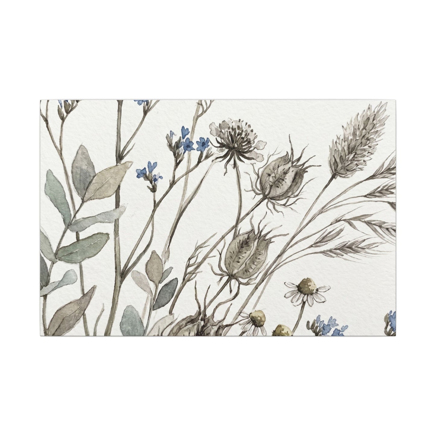 Dried Flowers Canvas Art | Summer Japandi Watercolor Art