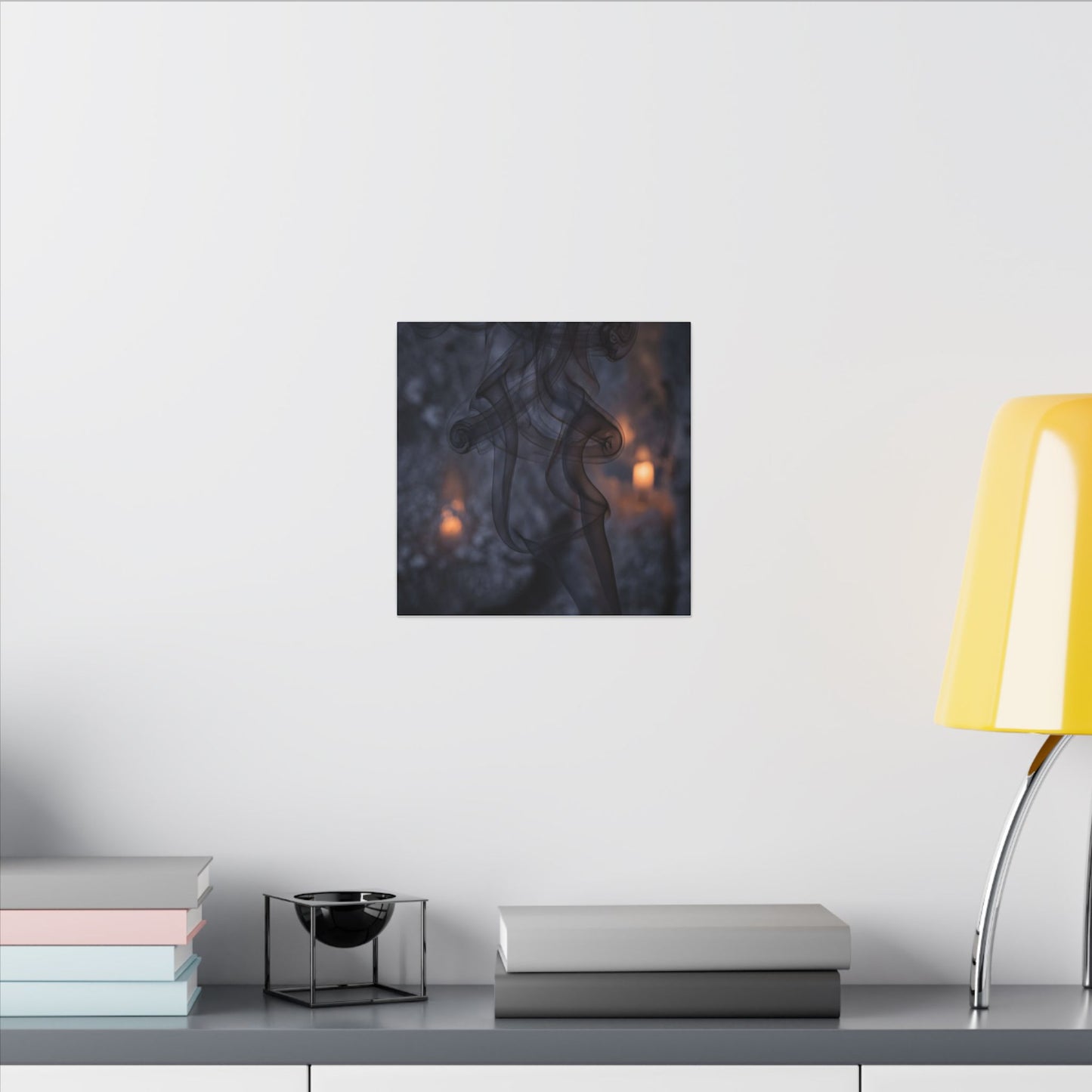 Incense Smoke Winter Canvas Art | Dark Japandi Sophisticated Design