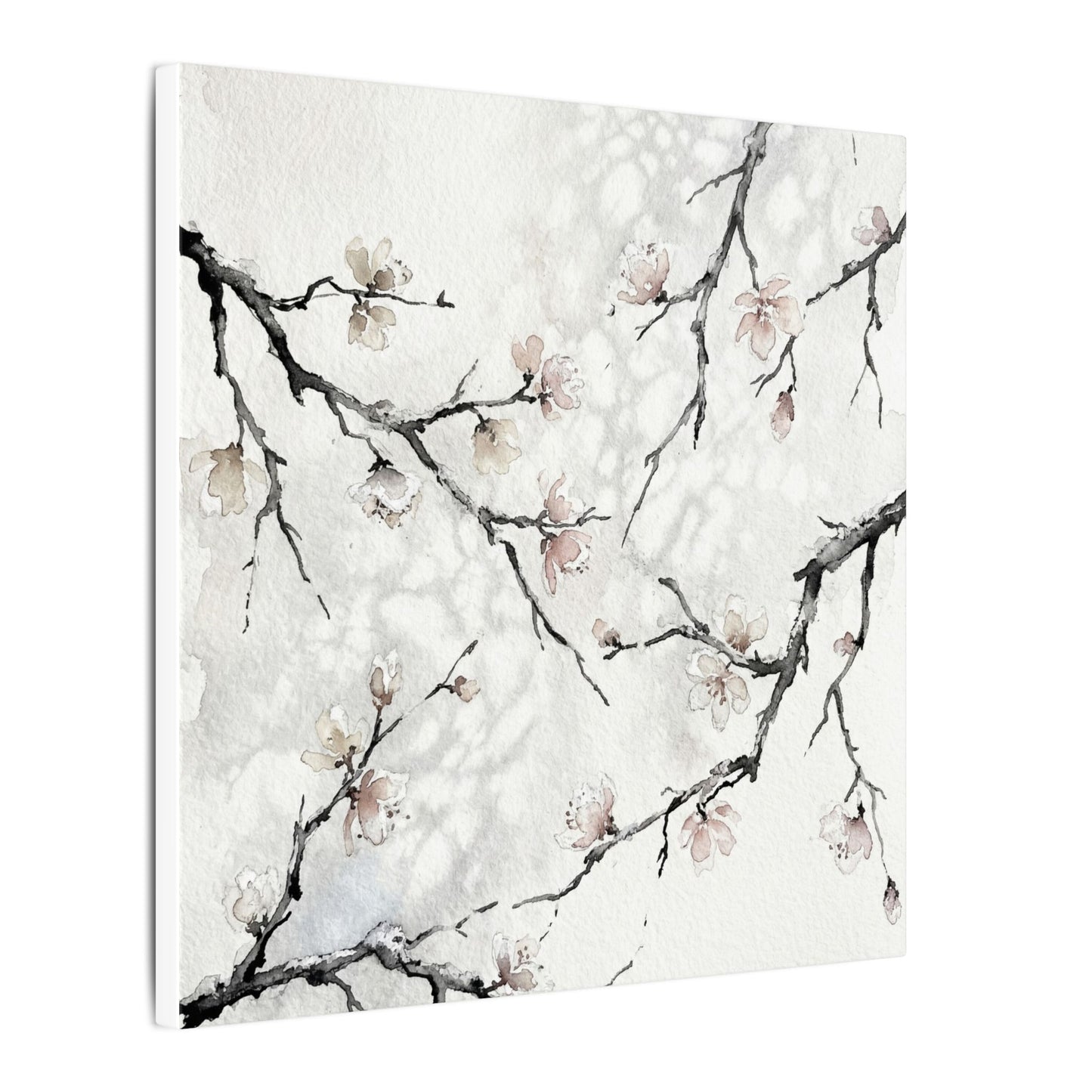 Cherry Blossom Canvas Art | Winter Japandi Watercolor Art
