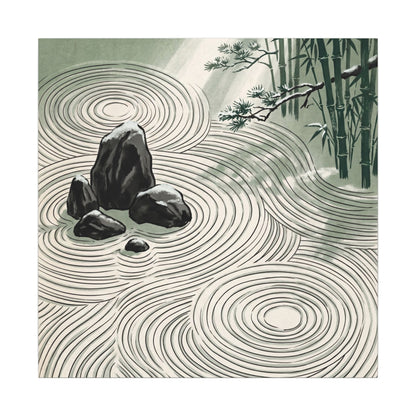 Shibui Rock Garden Canvas Art - Zen Ukiyo E Inspired