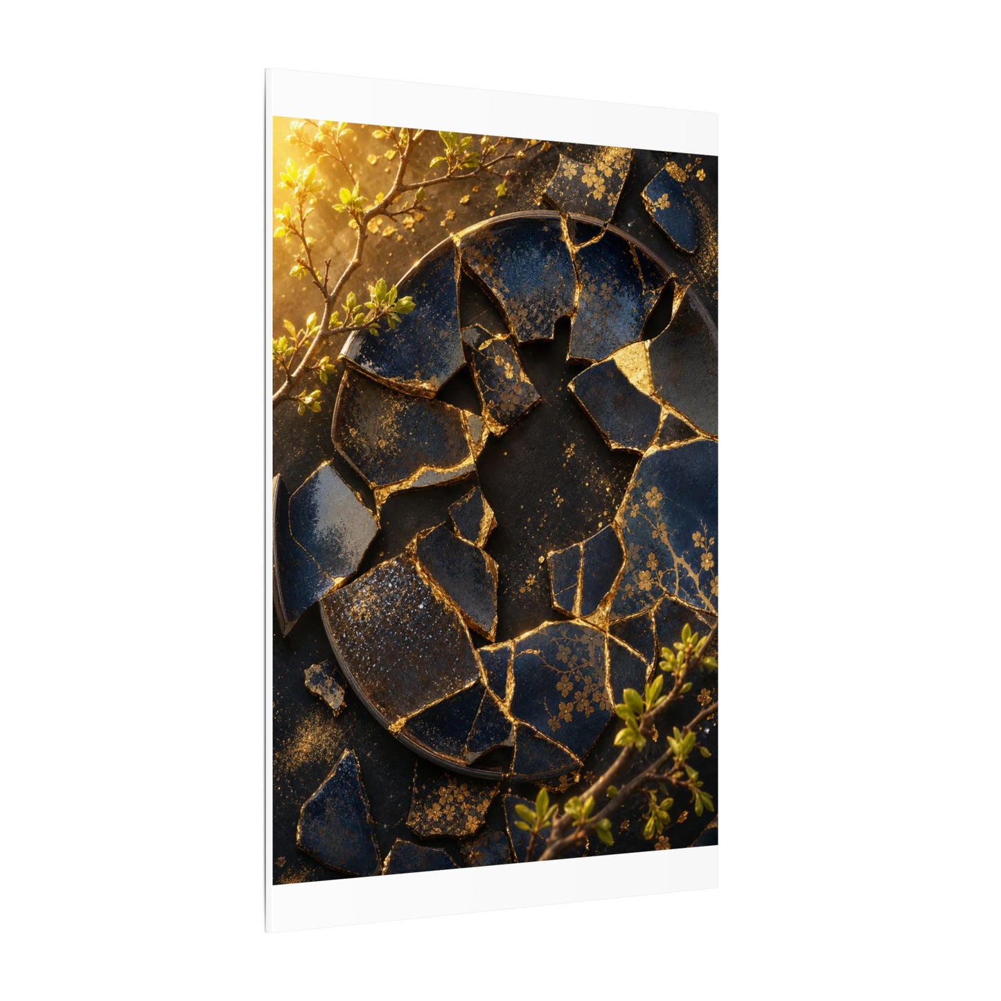 Golden Hour Broken Pottery Canvas Art - Kintsugi Ma