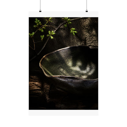Dappled Ceramic Bowl Wall Art Print - Dark Japandi Fukinsei