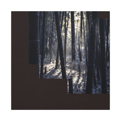 Bamboo Grove Canvas Art | Winter Dark Japandi Moody Minimal Art