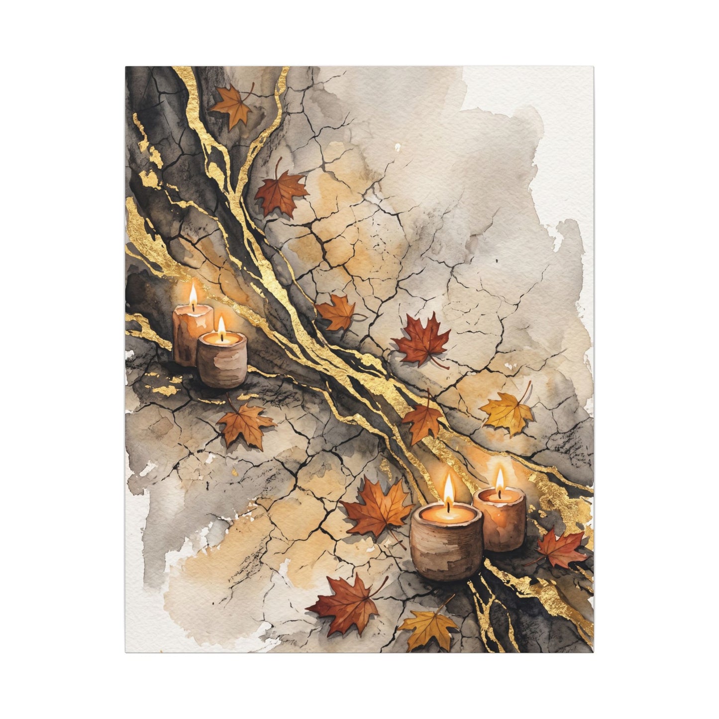 Cracked Earth Autumn Canvas Art | Japandi Warm Design