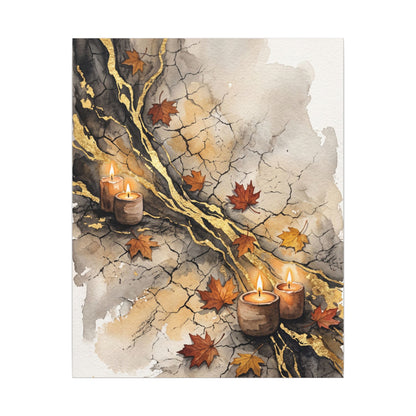 Cracked Earth Autumn Canvas Art | Japandi Warm Design