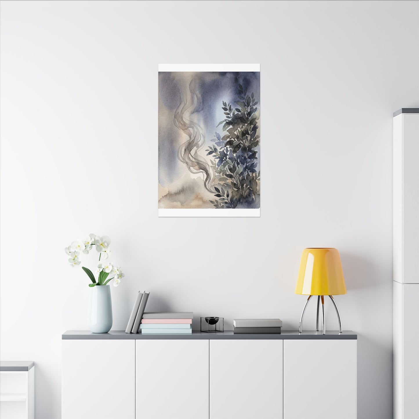 Incense Smoke Summer Canvas Art | Japandi Cozy Design