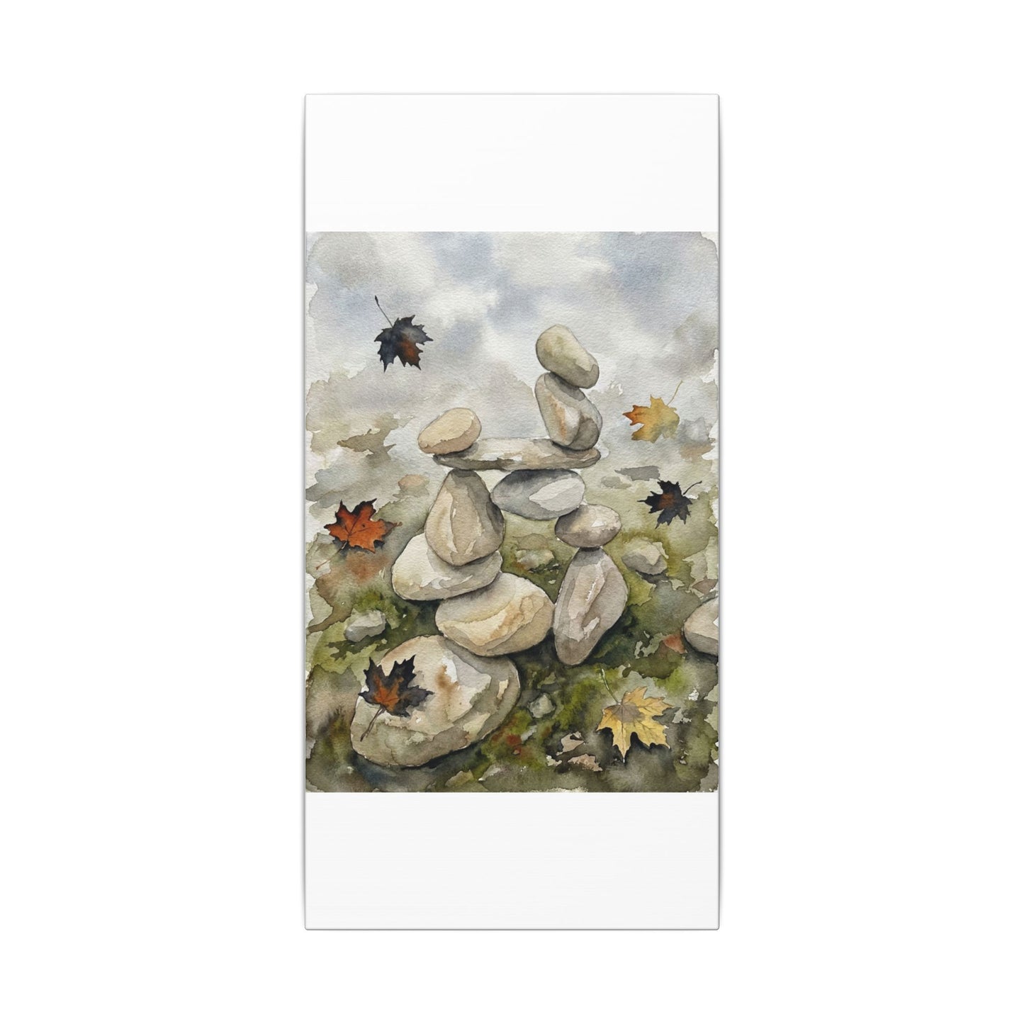 Overcast River Stones Canvas Art - Japandi Fukinsei