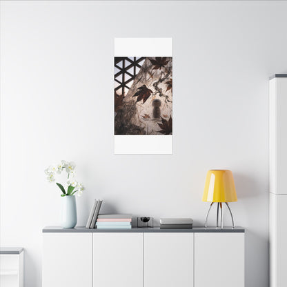 Shoji Screen Autumn Canvas Art | Dark Japandi Atmospheric Design