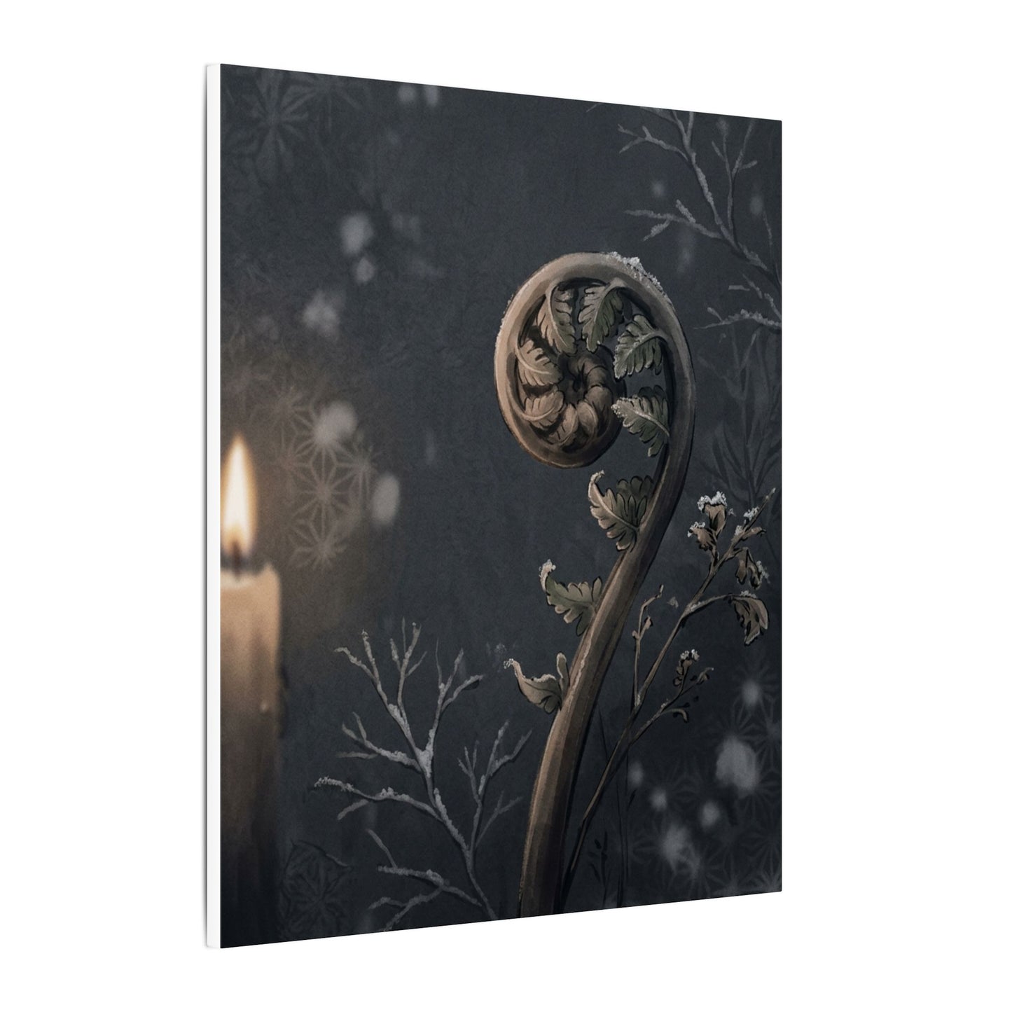 Candlelight Fern Unfurling Canvas Art - Japandi Ma