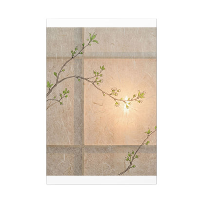 Warm Shoji Screen Canvas Art - Minimal Line Japandi