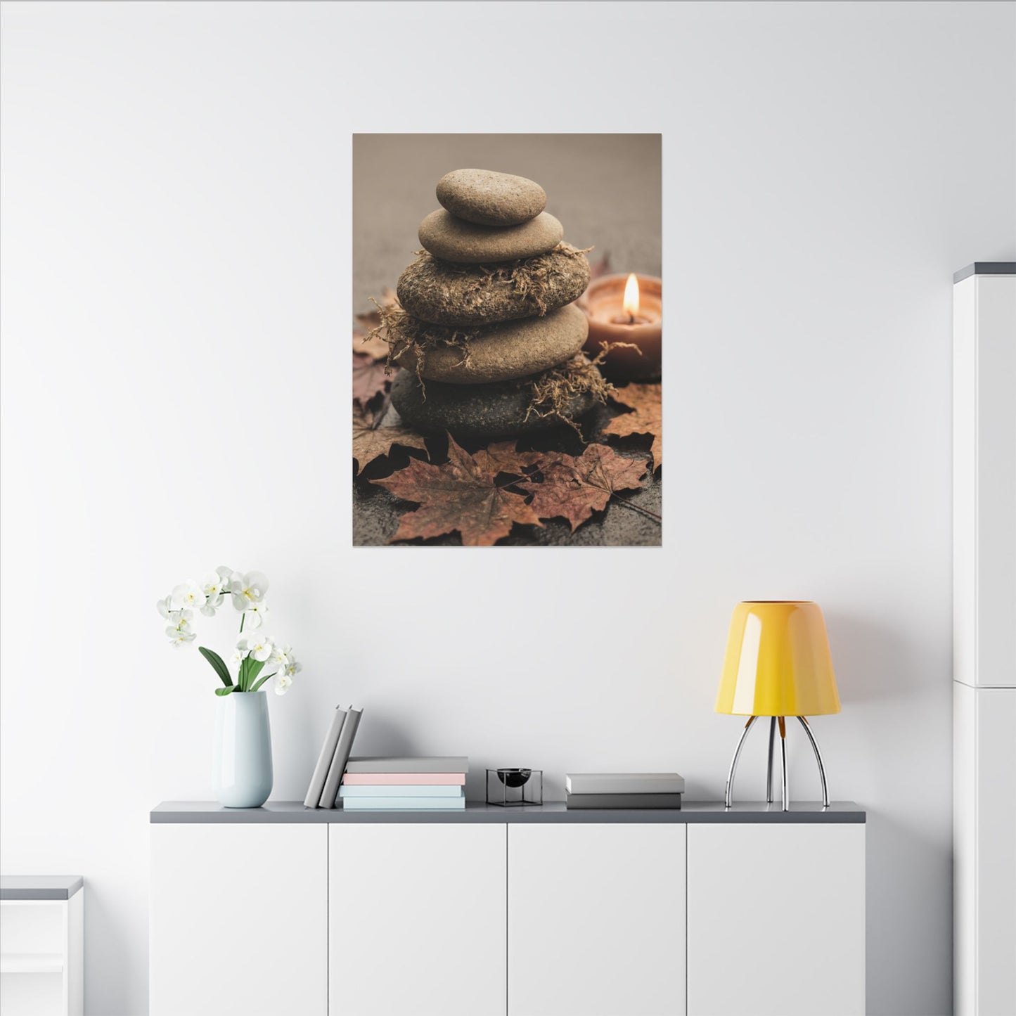 River Stones Canvas Art | Autumn Japandi Texture Art