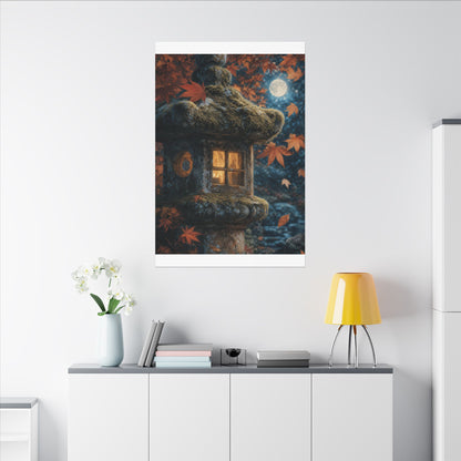 Autumn Stone Lantern Forest Whimsy Canvas Art | Earthy Decor