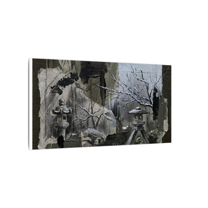 Winter Moonlit Garden Dark Texture Canvas Art | Moody Decor