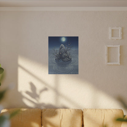 Spring Rock Garden Ukiyo E Inspired Canvas Art | Tranquil Decor