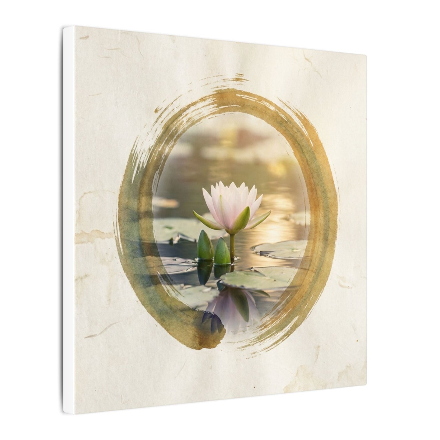 Peaceful Lotus Flower Canvas Art - Enso Zen