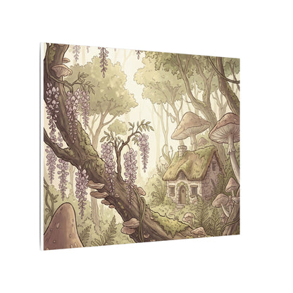 Summer Wisteria Mushroom Illustration Canvas Art | Enchanting Decor