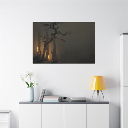 Ma Pine Tree Canvas Art - Dark Japandi Shadow Zen