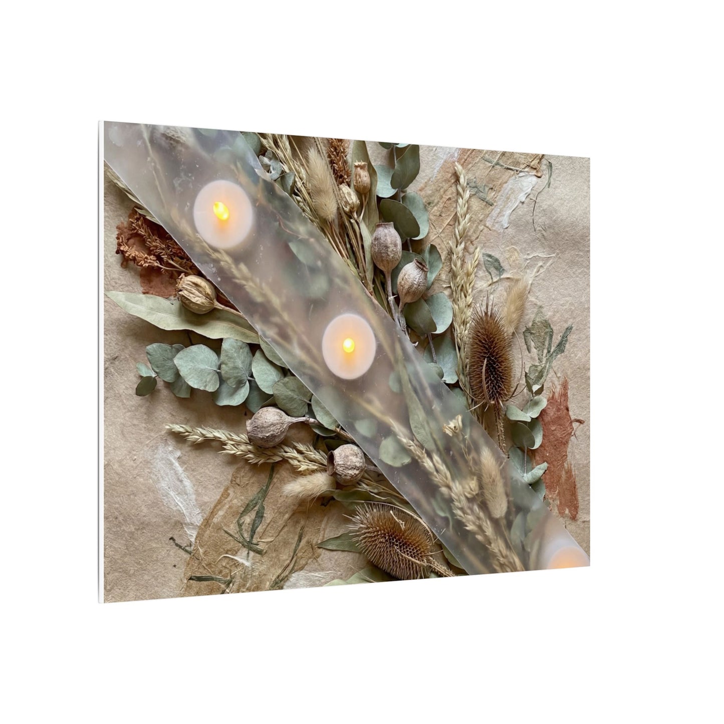 Candlelight Dried Flowers Canvas Art - Japandi Kanso