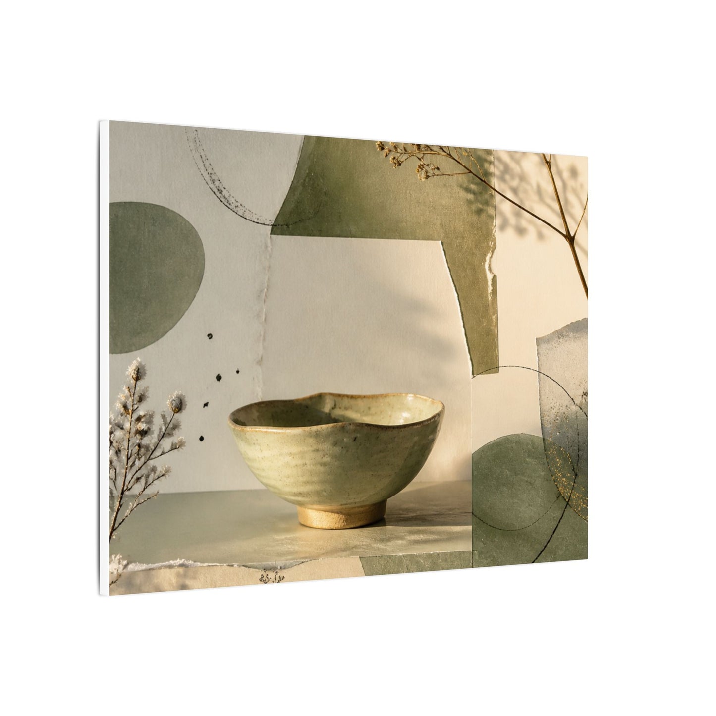 Warm Ceramic Bowl Canvas Art - Minimal Line Japandi