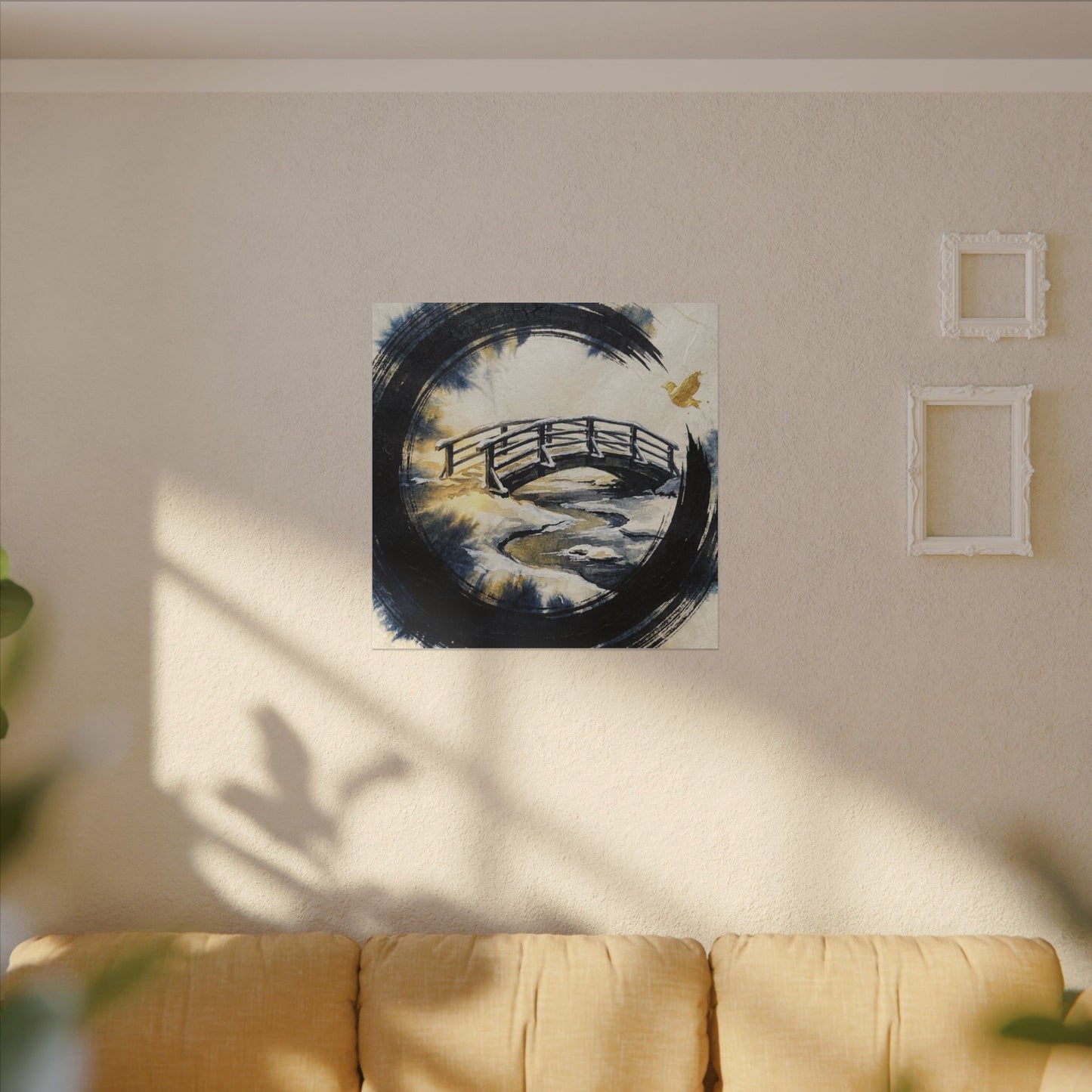 Autumn Ink Brushstroke Karesansui Canvas Art | Peaceful Decor