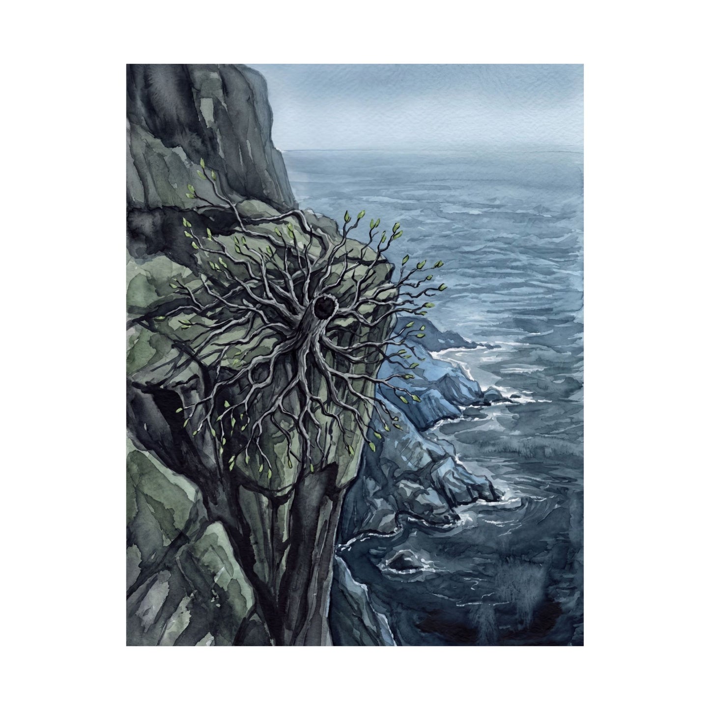 Pine Tree Watercolor Wall Art Print | Elegant Japandi Art