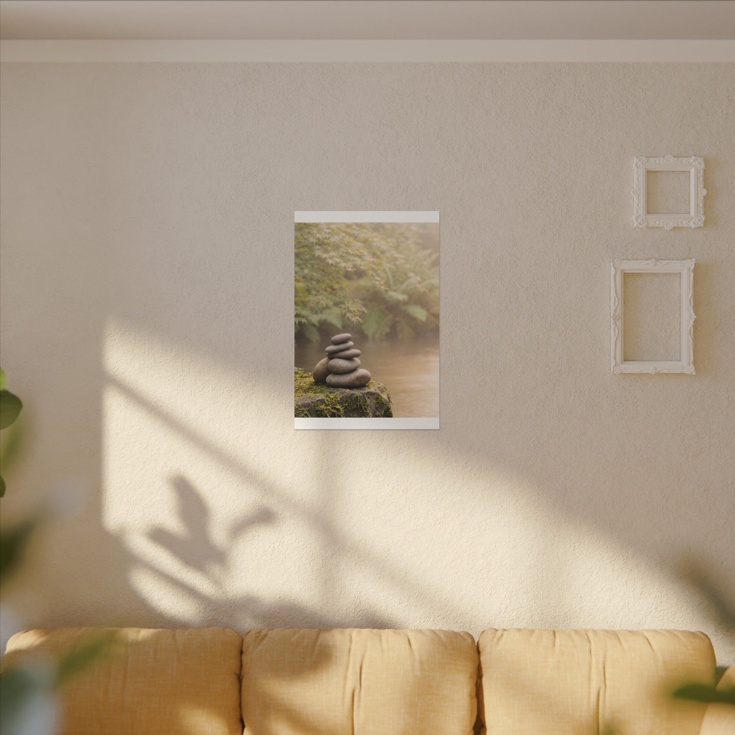 Cozy River Stones Canvas Art - Japanese Pattern Japandi