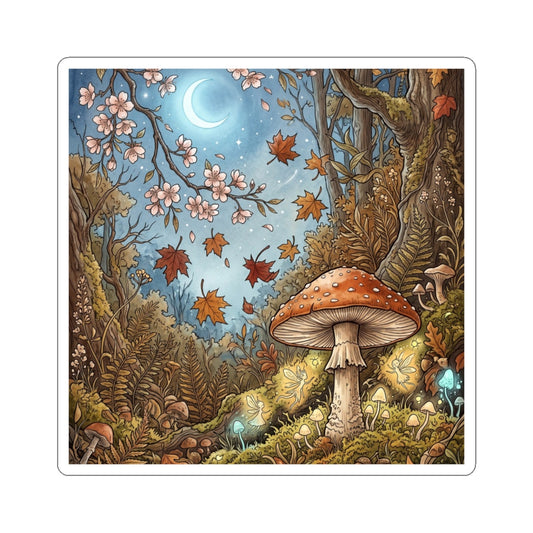 Cherry Blossom Autumn Sticker | Cottagecore Rustic Design