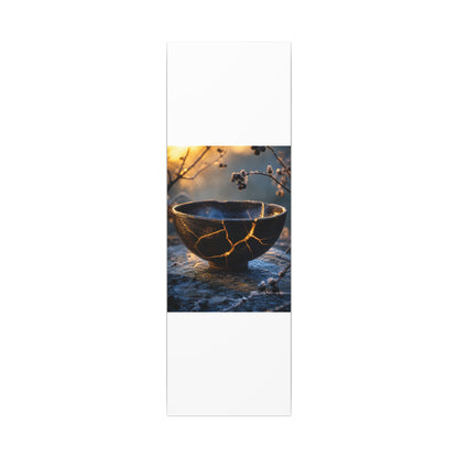 Ceramic Bowl Canvas Art | Winter Kintsugi Gold Repair Art