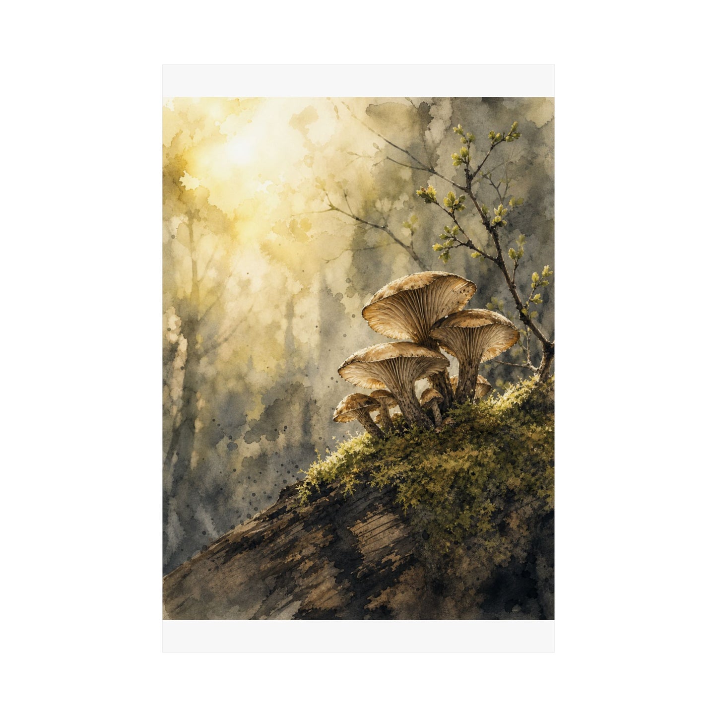 Wild Mushrooms Spring Wall Art Print | Japandi Earthy Design
