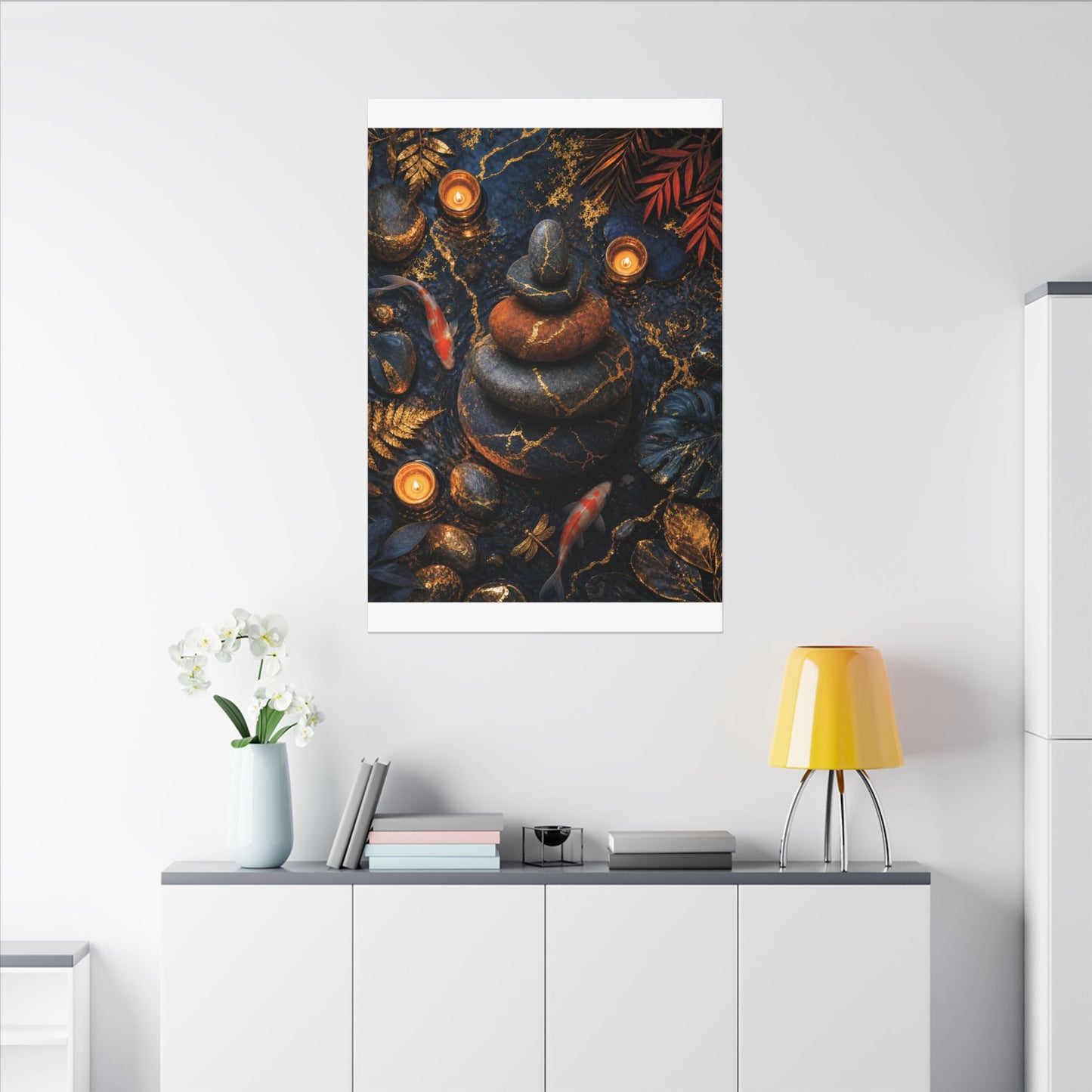 Summer River Stones Gold Vein Canvas Art | Resilient Decor