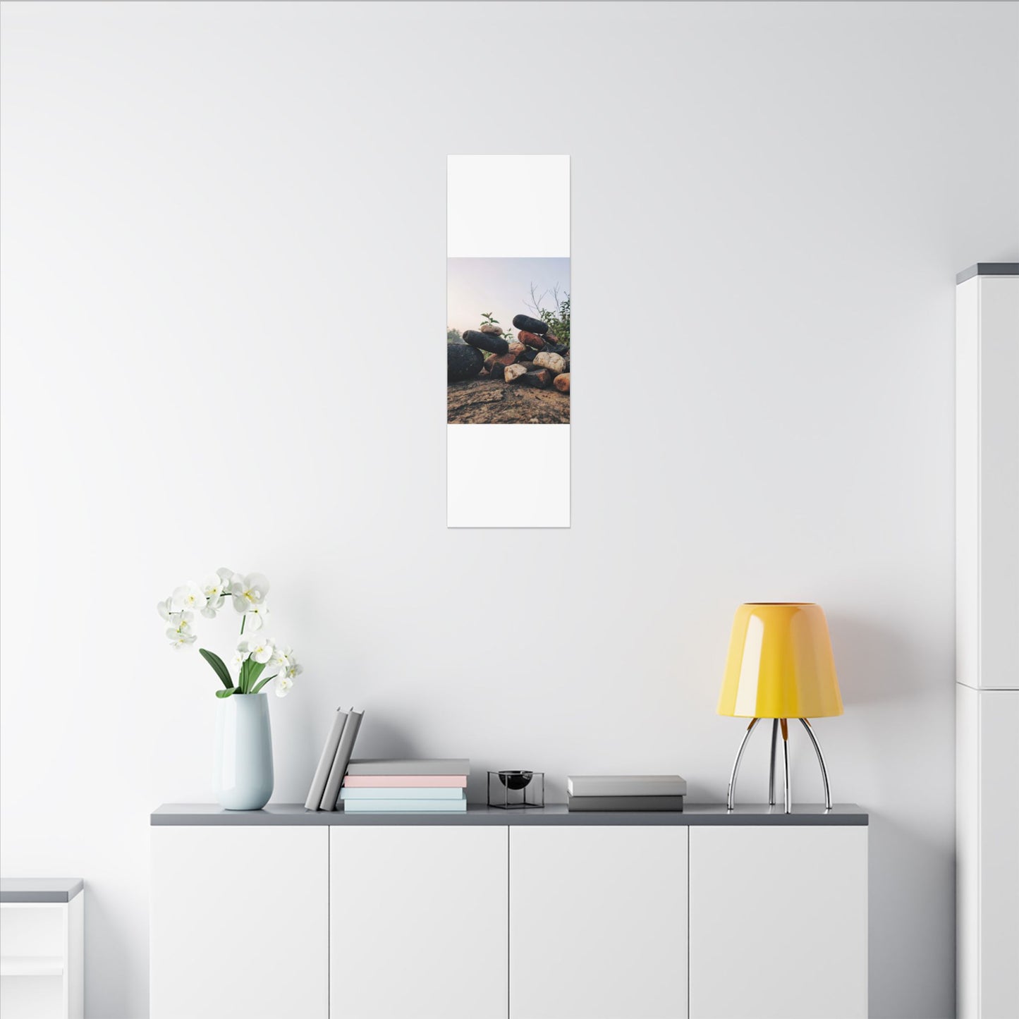 River Stones Canvas Art | Spring Kintsugi Broken Beauty Art