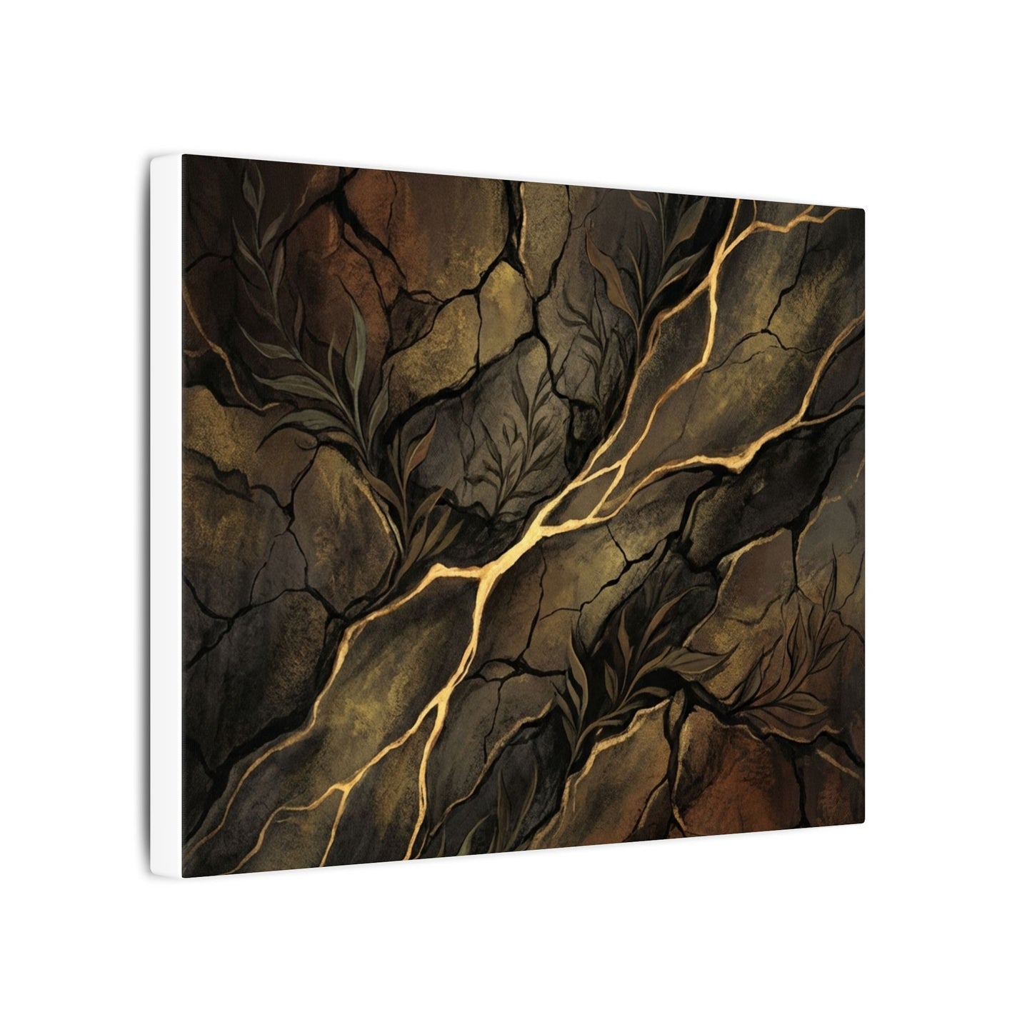 Cracked Earth Charcoal Ink Canvas Art | Bold Dark Japandi Art