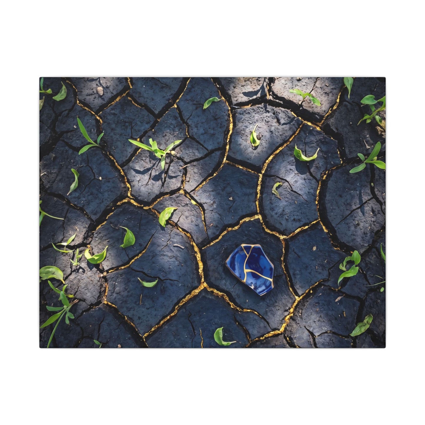 Cracked Earth Canvas Art | Spring Dark Japandi Moody Minimal Art Art Print