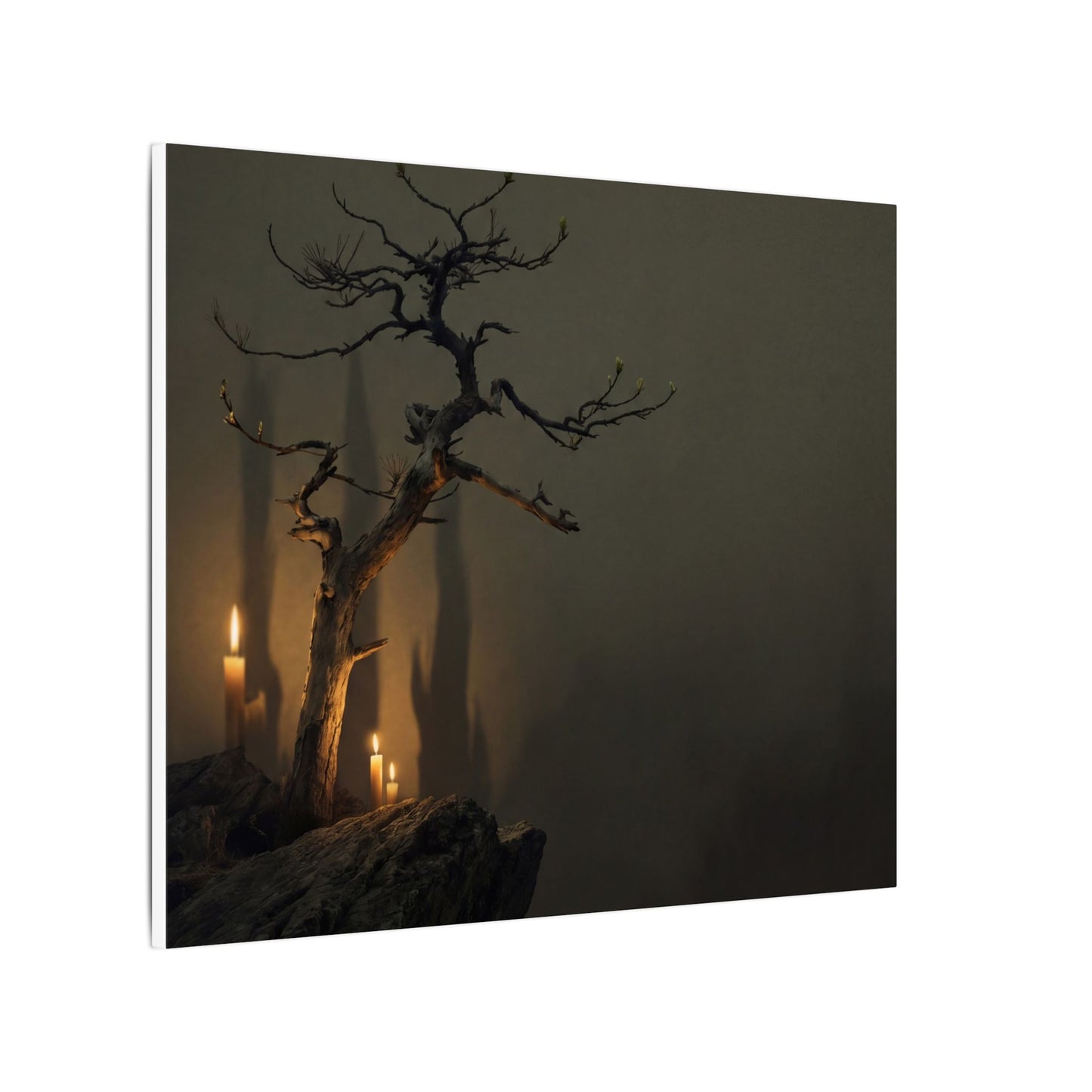 Ma Pine Tree Canvas Art - Dark Japandi Shadow Zen