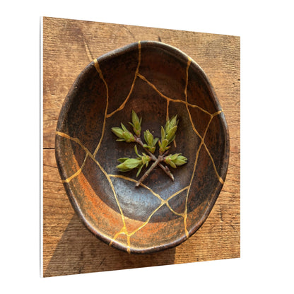Ceramic Bowl Gold Repair Canvas Art | Resilient Kintsugi Art