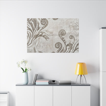 Japandi Fern Unfurling in Overcast | Japanese Pattern Canvas Art