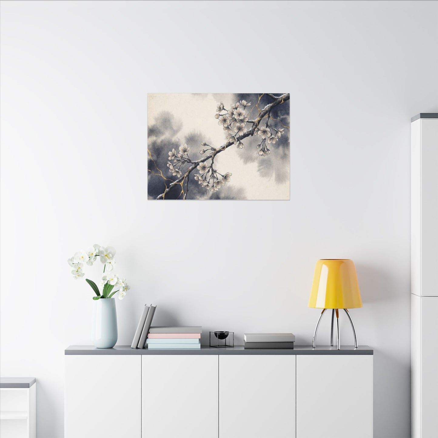 Ma Cherry Blossom Canvas Art - Kintsugi Gold Vein