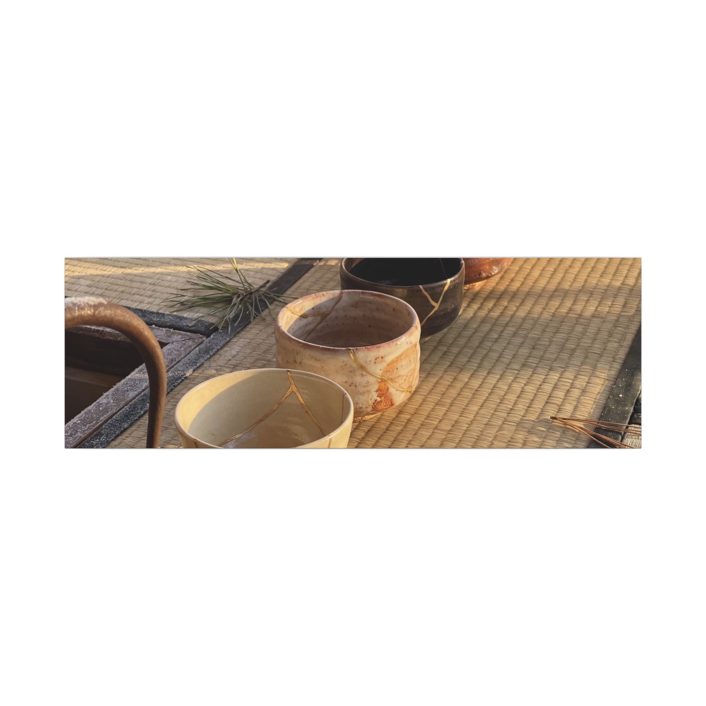 Kintsugi Tea Ceremony in Golden Hour | Gold Repair Canvas Art