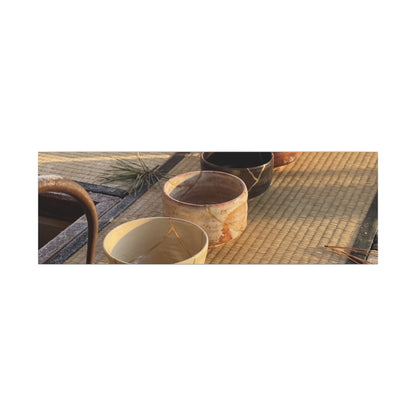 Kintsugi Tea Ceremony in Golden Hour | Gold Repair Canvas Art