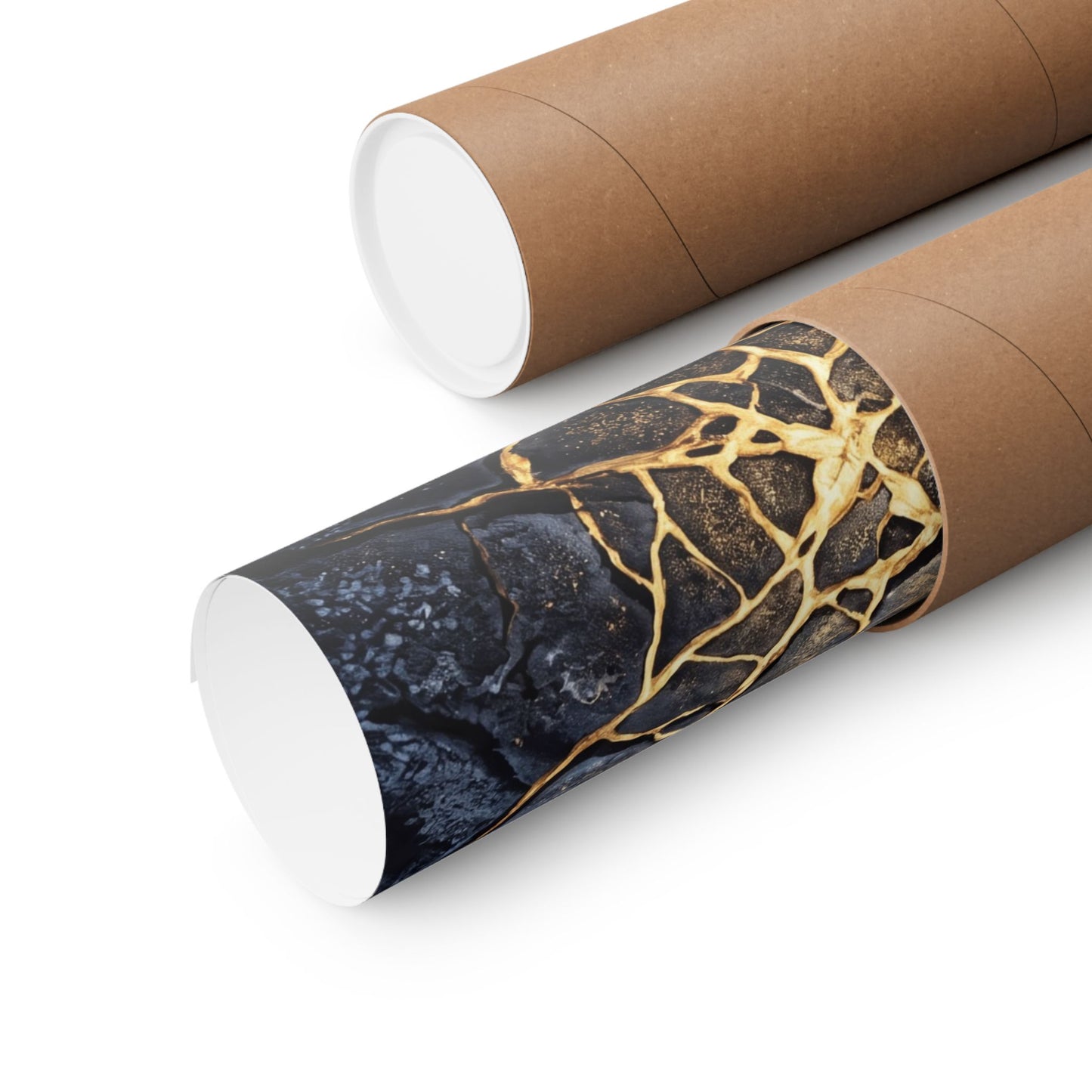 Artful Cracked Earth Wall Art Print - Gold Vein Kintsugi