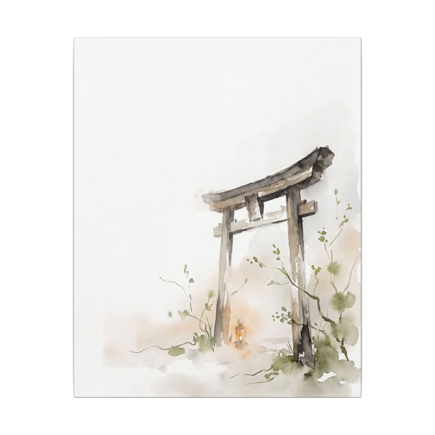 Fukinsei Torii Gate Canvas Art - Japandi Watercolor