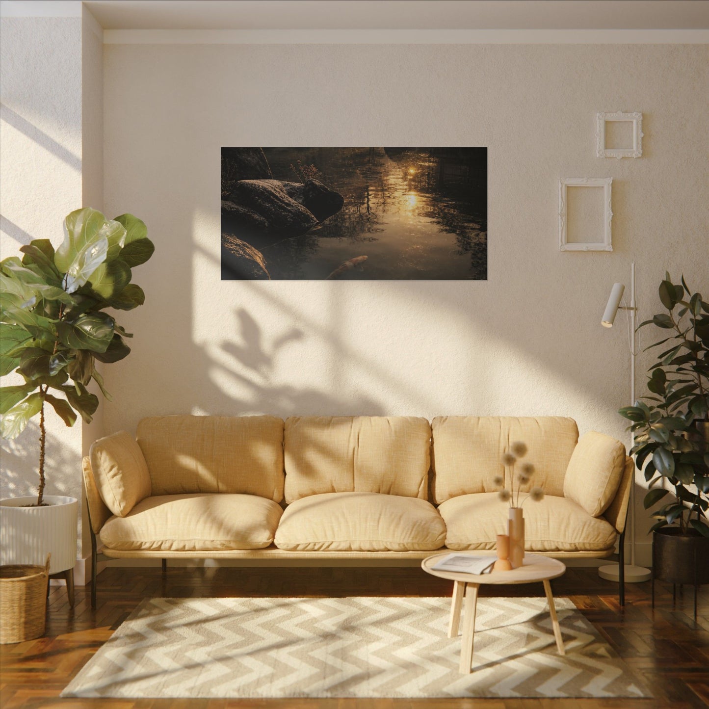 Winter Koi Pond Shadow Zen Canvas Art | Bold Decor