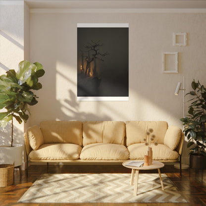 Ma Pine Tree Canvas Art - Dark Japandi Shadow Zen