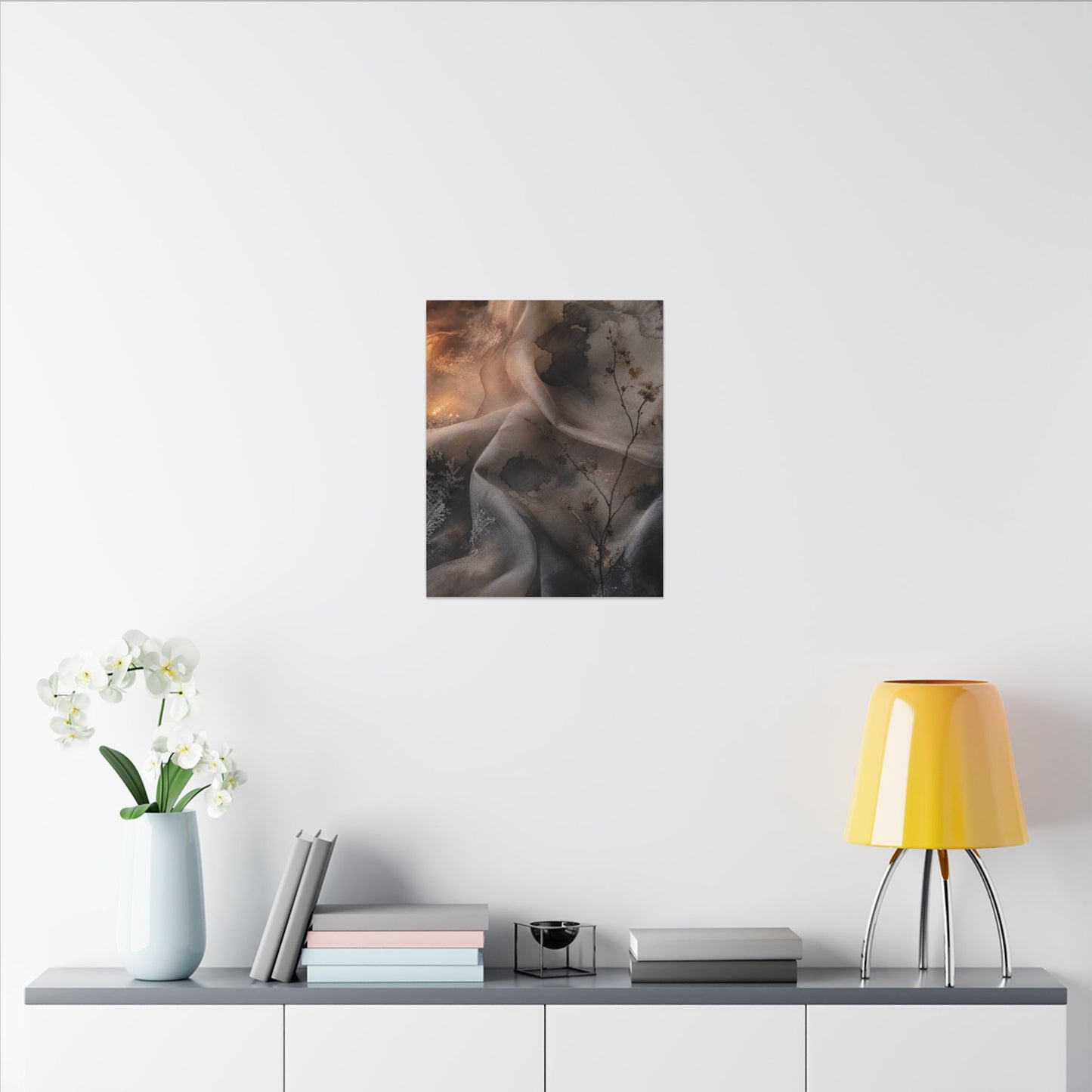 Japandi Silk Drape in Candlelight | Watercolor Canvas Art