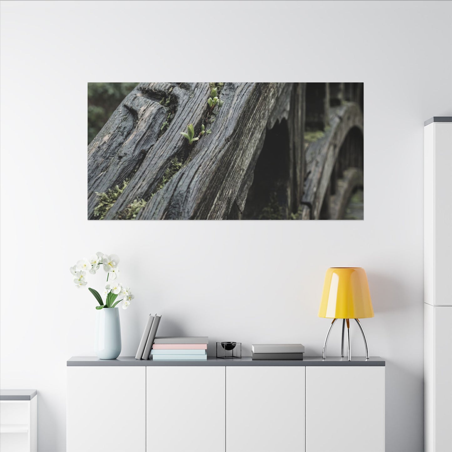 Overcast Wooden Bridge Canvas Art - Japandi Kanso