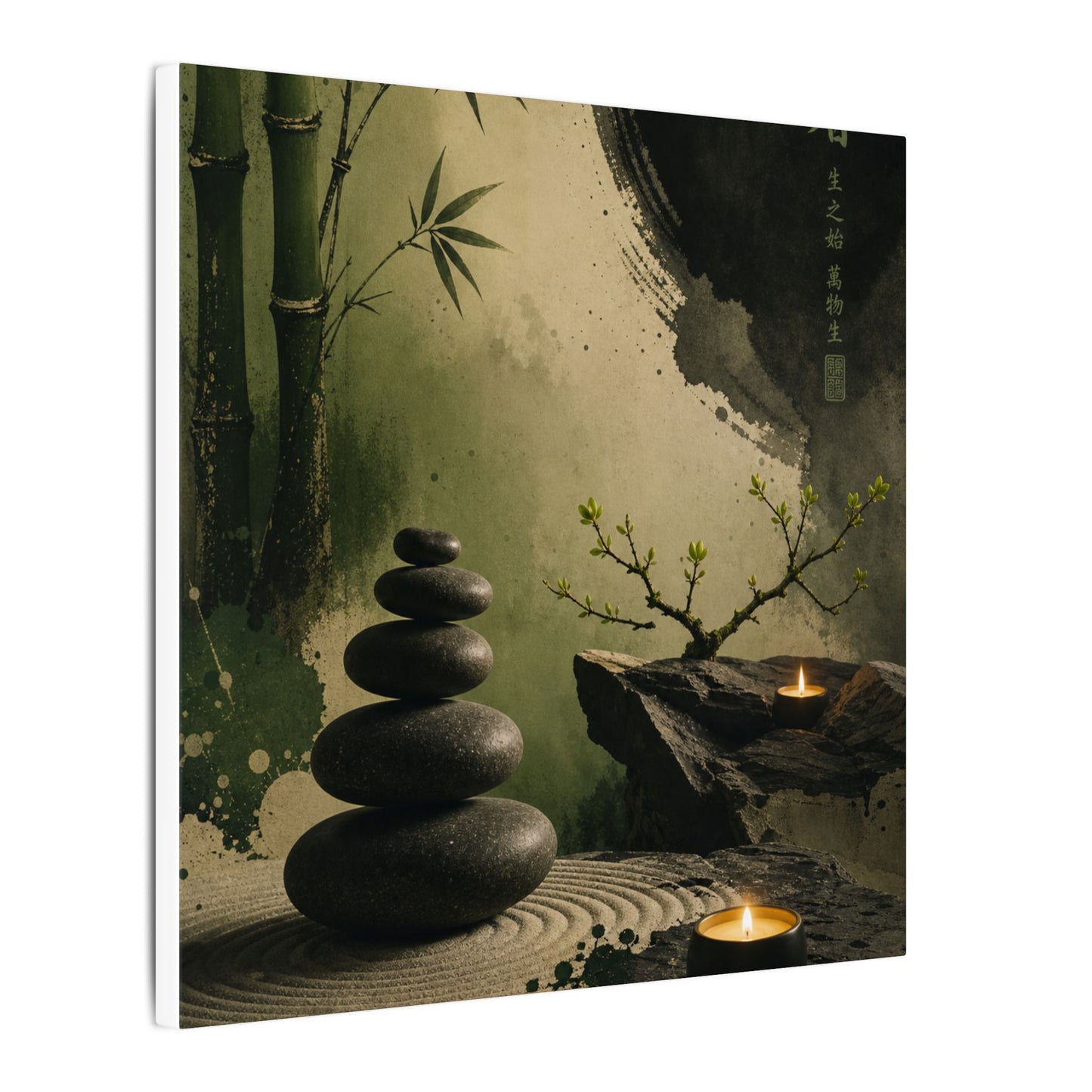 River Stones Spring Canvas Art | Zen Contemplative Design