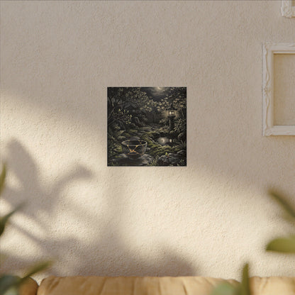 Kintsugi Moonlit Garden in Dappled | Gold Repair Canvas Art