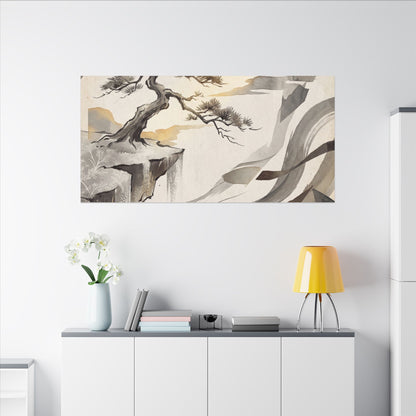 Golden Hour Pine Tree Canvas Art - Japandi Seijaku